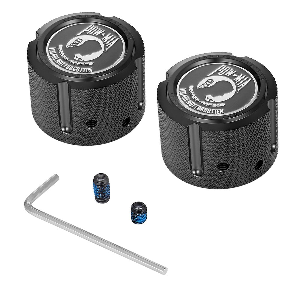 Figurati Designs Axle Nut Cover - Front - Stainless Steel - POW MIA - Black FD50-FAC-BK