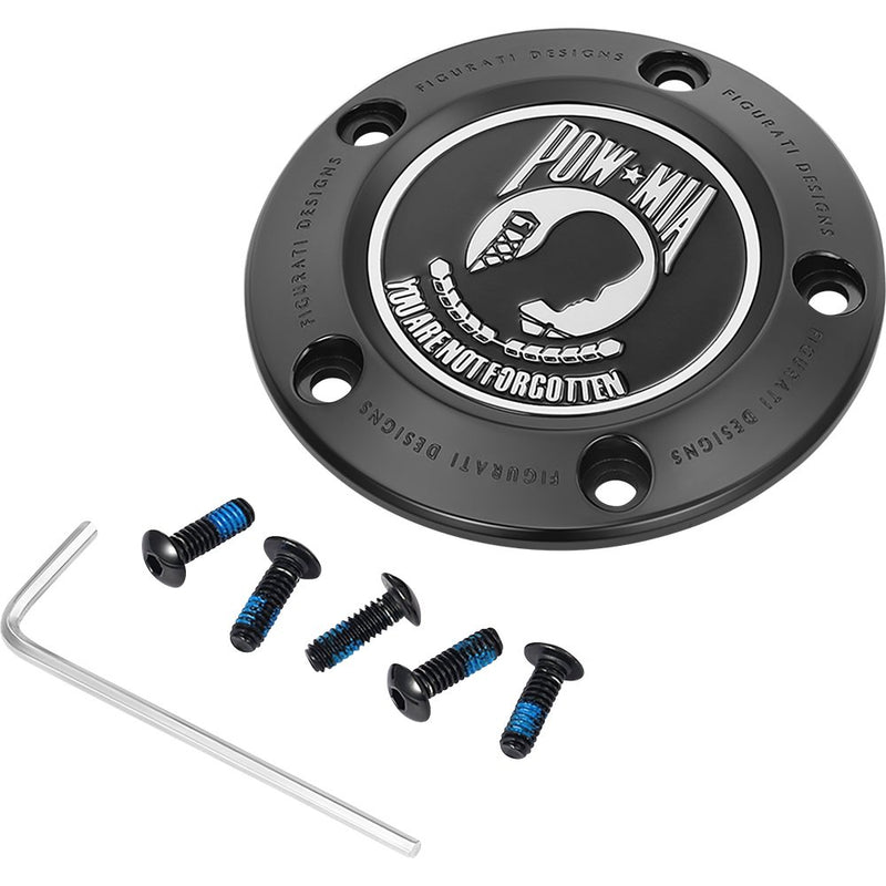 Figurati Designs Timing Cover - 5 Hole - POW MIA - Black FD50-TC-5H-BLK