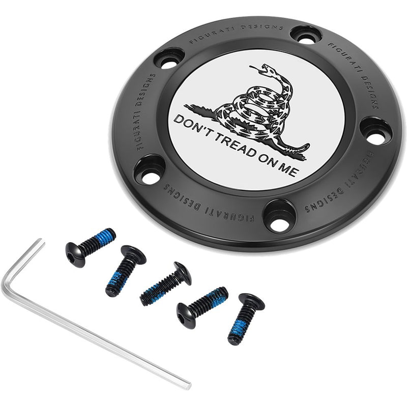 Figurati Designs Timing Cover - 5 Hole - Don't Tread on Me - Black FD40-TC-5H-BLK