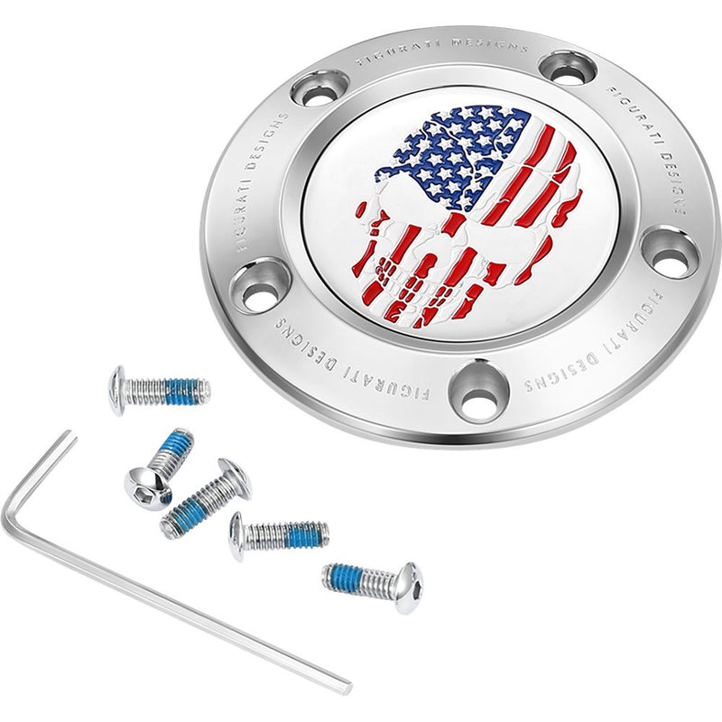 Figurati Designs Timing Cover - 5 Hole - Skull - Stainless Steel FD24-TC-5H-SS