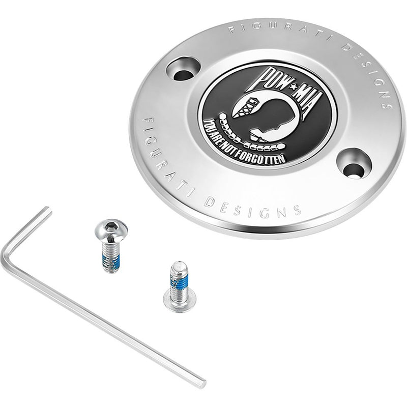 Figurati Designs Timing Cover - 2 Hole - POW MIA - Stainless Steel FD50-TC-2H-SS