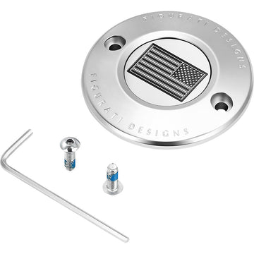 Figurati Designs Timing Cover - 2 Hole - American Flag - Contrast Cut - Stainless Steel FD26R-TC-2H-SS