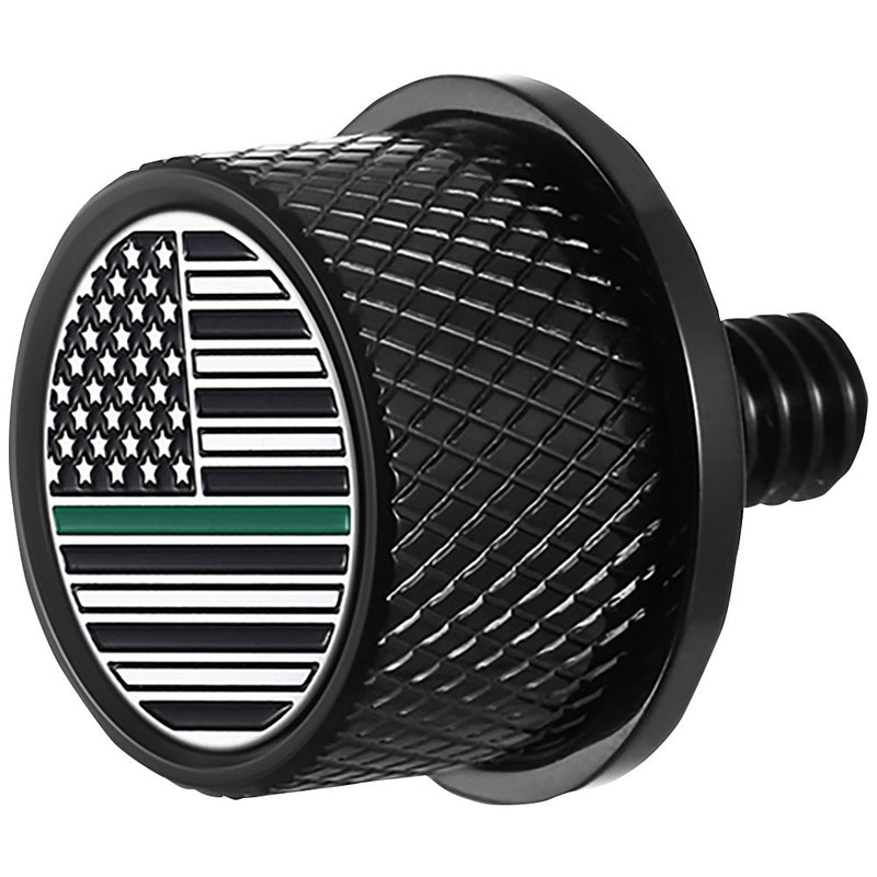 Figurati Designs Seat Mounting Knob - Black - Green Line American Flag FD72-SEAT KN-BK