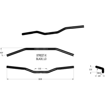 KHROME WERKS Street-X Handlebars - Low Bend - Black 300905