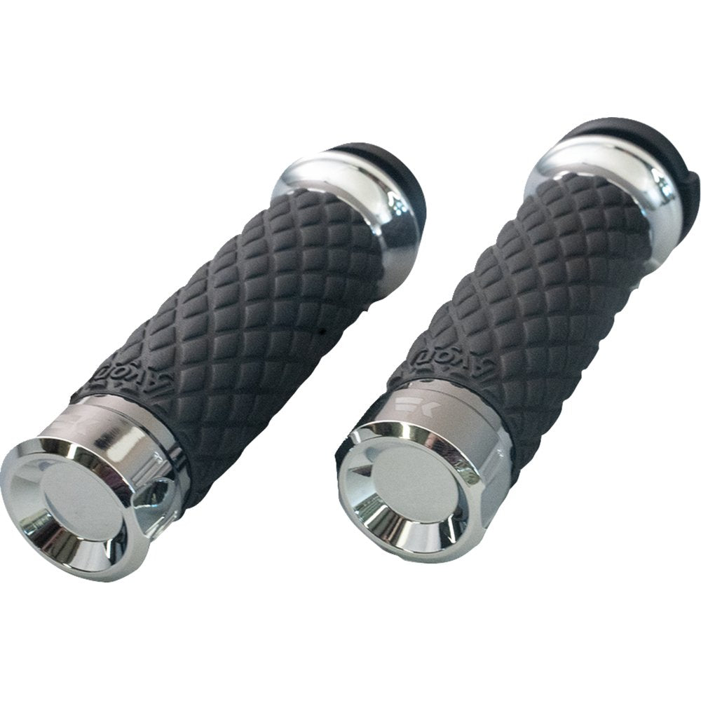 KHROME WERKS Klassic Grips - Custom Contour - Diamond - Chrome 500305