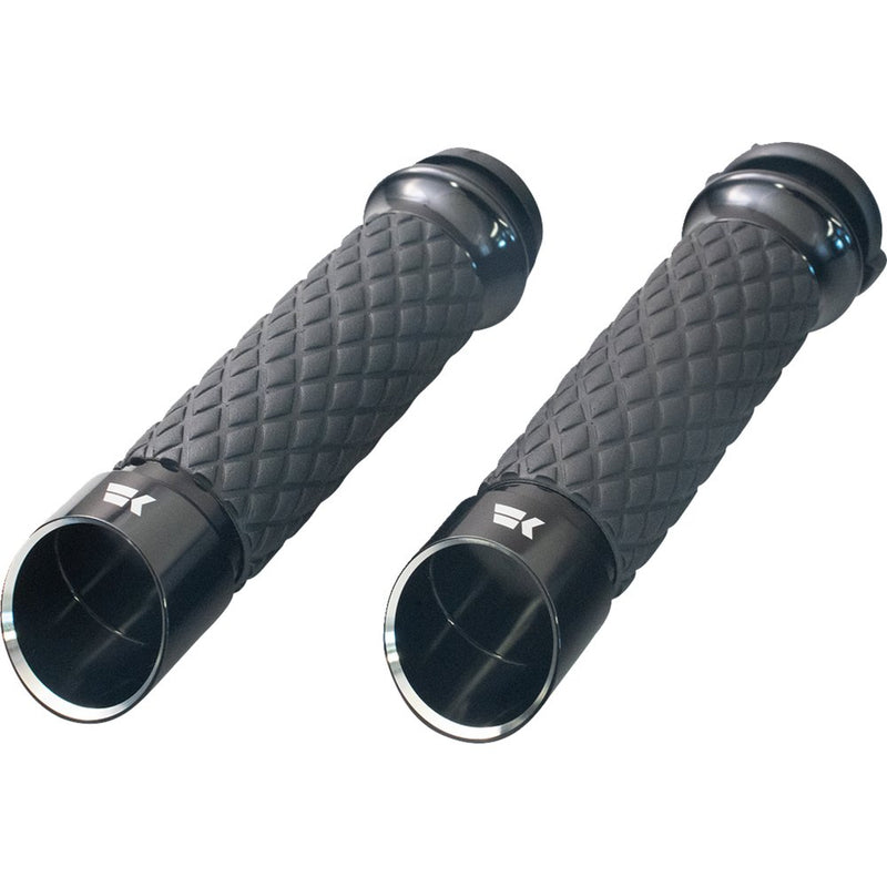 KHROME WERKS Edge Grips - Custom Contour - Diamond - Black 500310