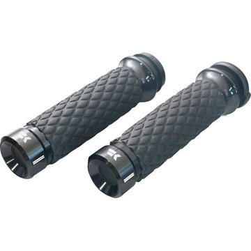 KHROME WERKS Klassic Grips - Custom Contour - Diamond - Black 500300