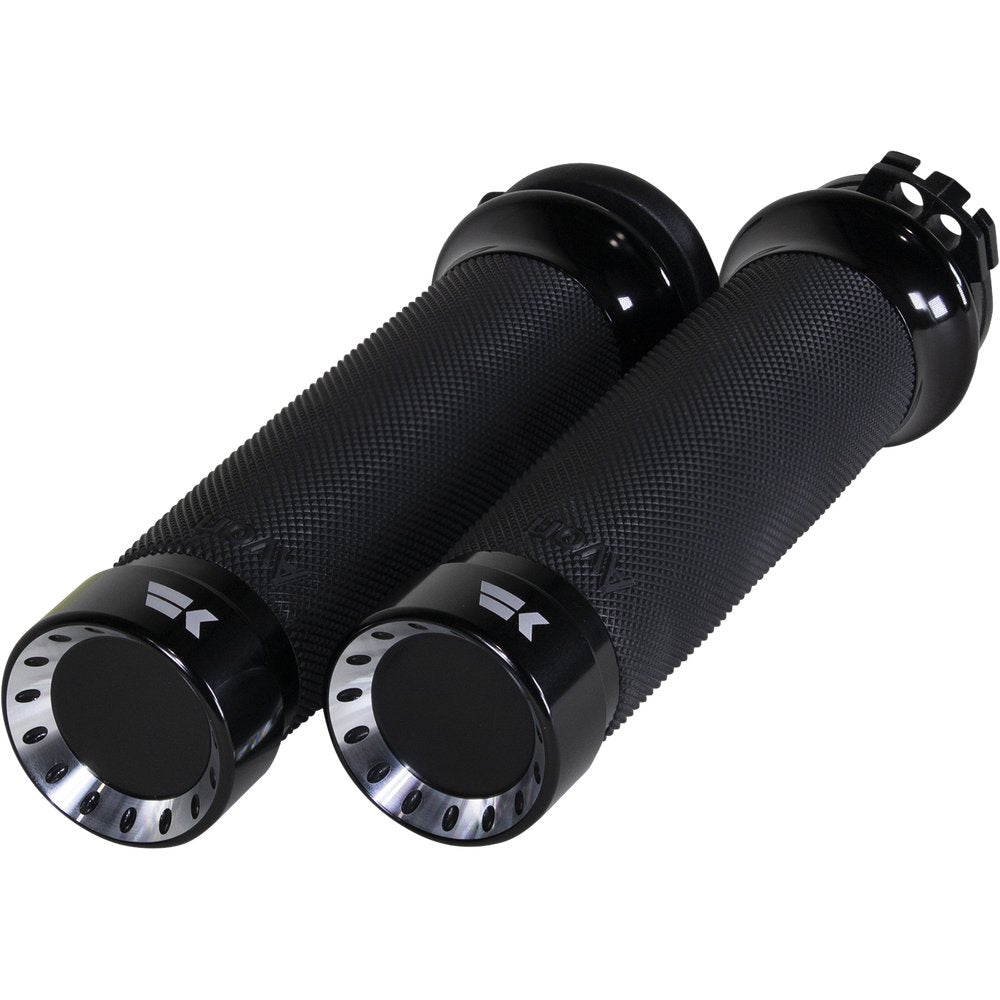 KHROME WERKS Turbine Grips - Custom Contour - Cable - Black 500220