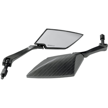 KOSO NORTH AMERICA Mirrors - TT-Style - Side View - Diamond - Carbon Fiber/Black - Clear Lens - Pair OA016CK2