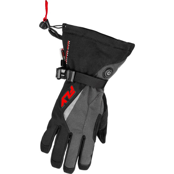 Fly Racing Title Heated Gauntlet Gloves Grey/Black/Red Sm