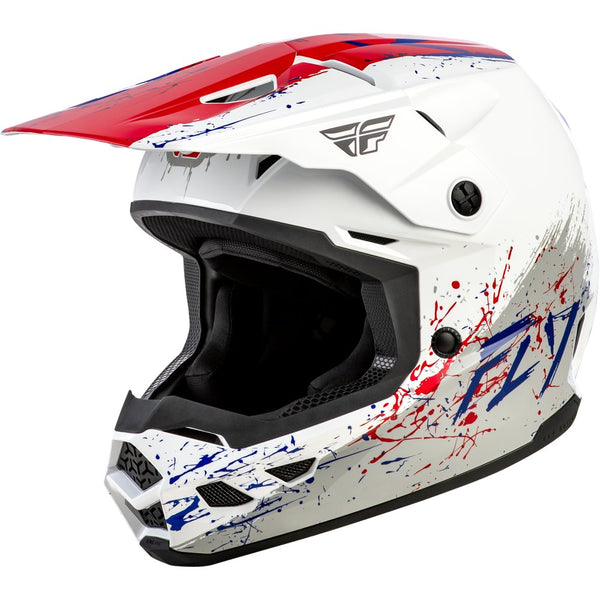 Fly Racing Youth Kinetic Drip Helmet Red/White/Blue Ys
