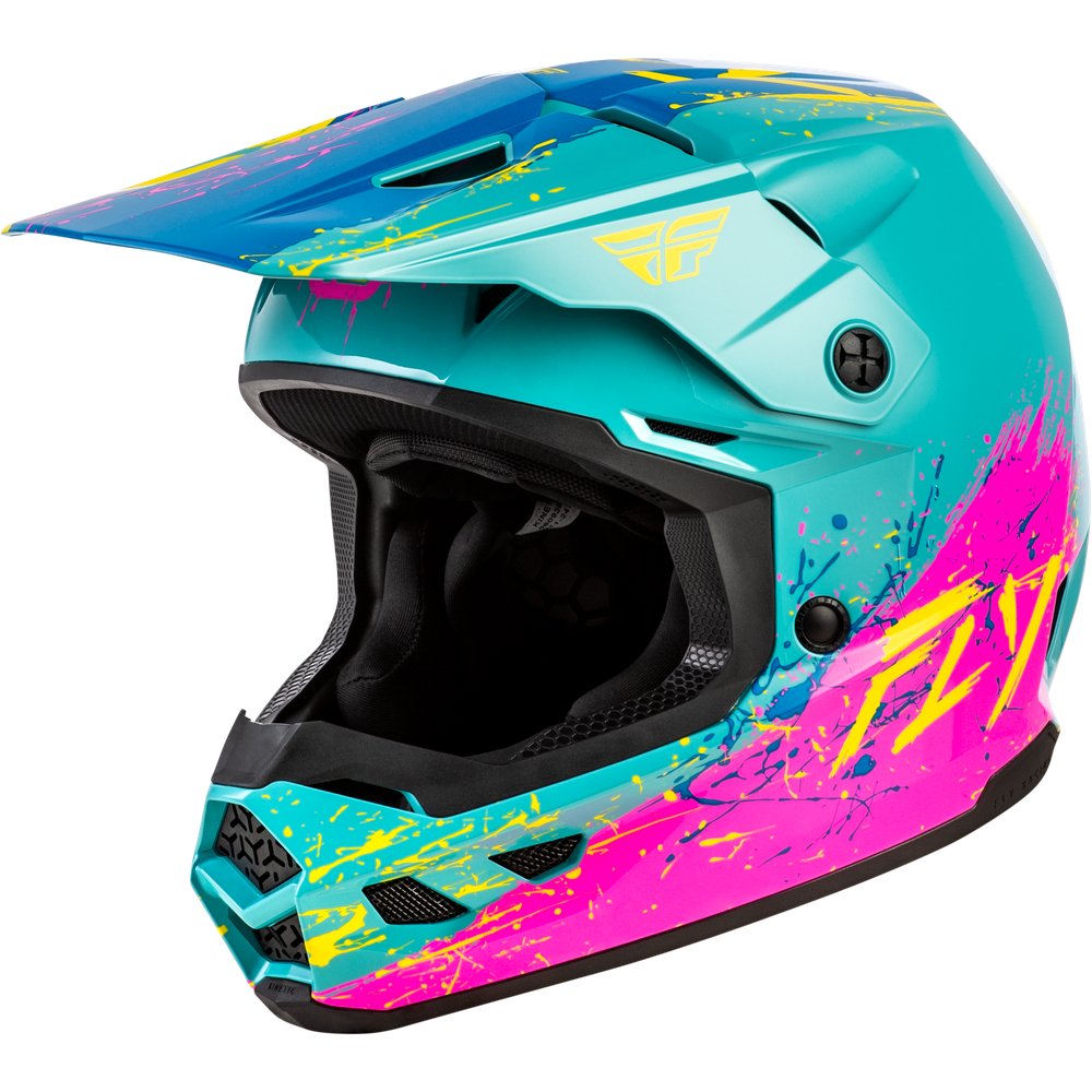 Youth Kinetic Drip Helmet Turquoise/Pink/Yellow Ym