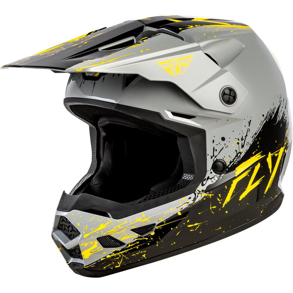 Fly Racing Youth Kinetic Drip Helmet Grey/Black/Yellow Ys