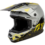 Fly Racing Youth Kinetic Drip Helmet Grey/Black/Yellow Ys