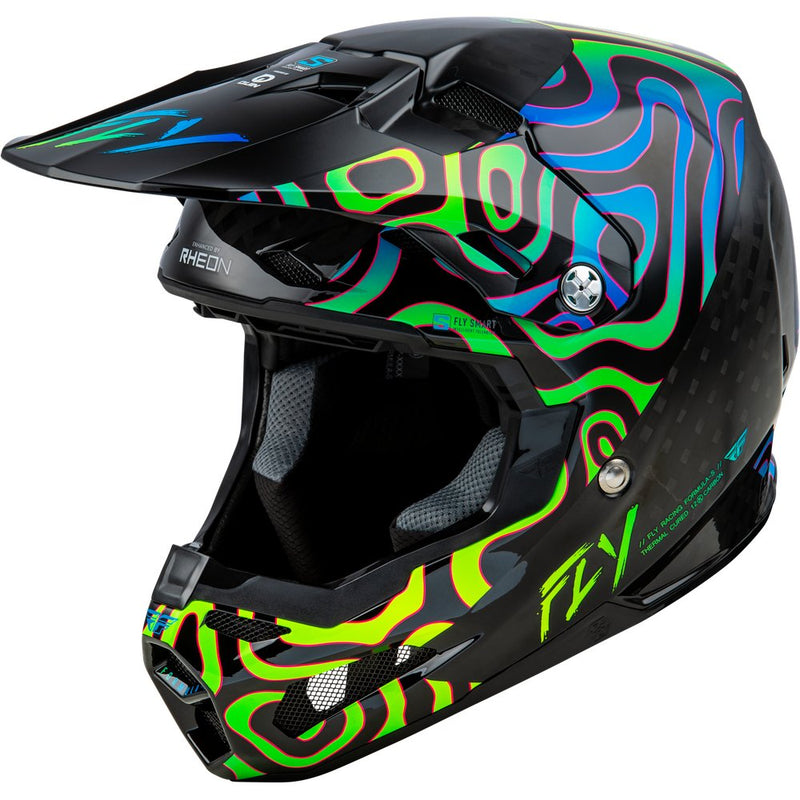 Fly Racing Formula S Carbon Zen Helmet Black Carbon/Blue/Yellow Lg