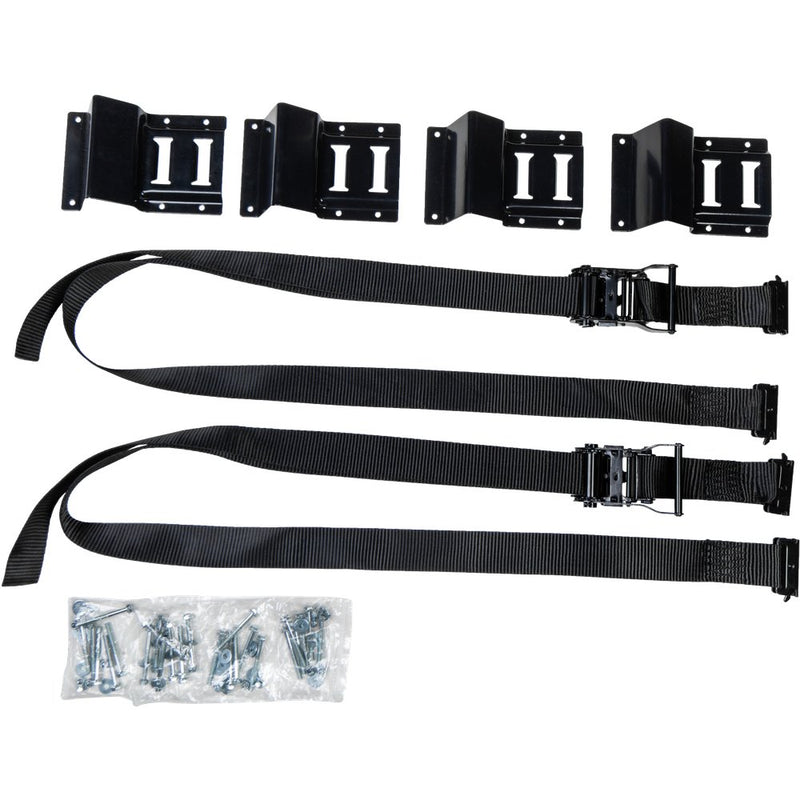 Fire Power Wheel Chock And Strap Kit Black 2pcs