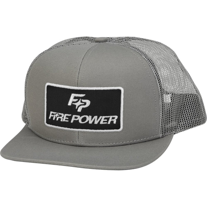 Fire Power Flat Bill Patch Hat Grey