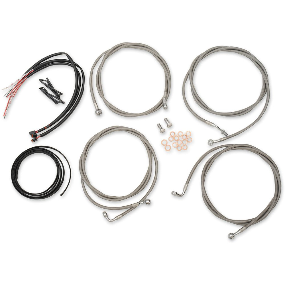 LA CHOPPERS Complete Stainless Braided Handlebar Cable/Brake Line Kit - 12"-14" Handlebars - '17-'20 Touring LA-8054KT2-13