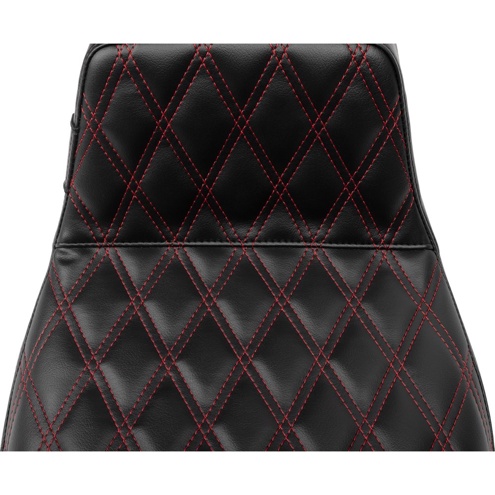 LE PERA Tailwhip Daddy Long Legs Seat - Red Double Diamond Stitch - FLH/FLT '23-'24 LV-587DLDD-R01