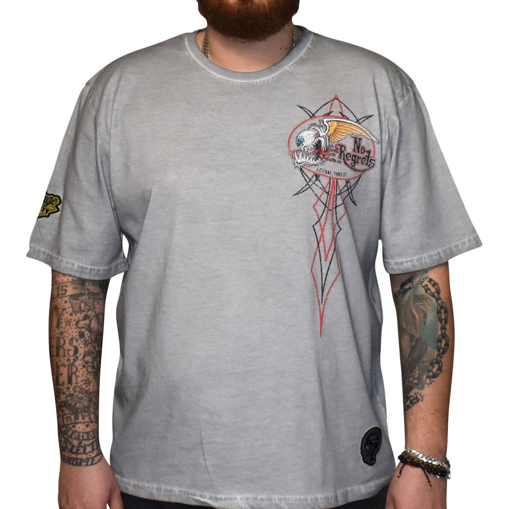 LETHAL THREAT Vintage Velocity No Regrets Motor Works T-Shirt - Gray - 3XL VV40180XXXL
