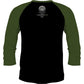 LETHAL THREAT Death or Glory 3/4 Sleeve T-Shirt - Black/Olive - 3XL LT20900XXXL