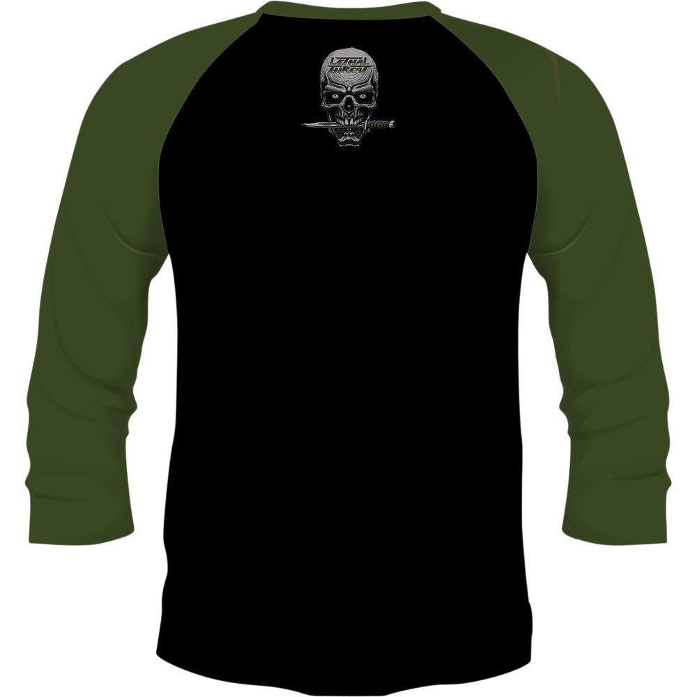 LETHAL THREAT Death or Glory 3/4 Sleeve T-Shirt - Black/Olive - 3XL LT20900XXXL