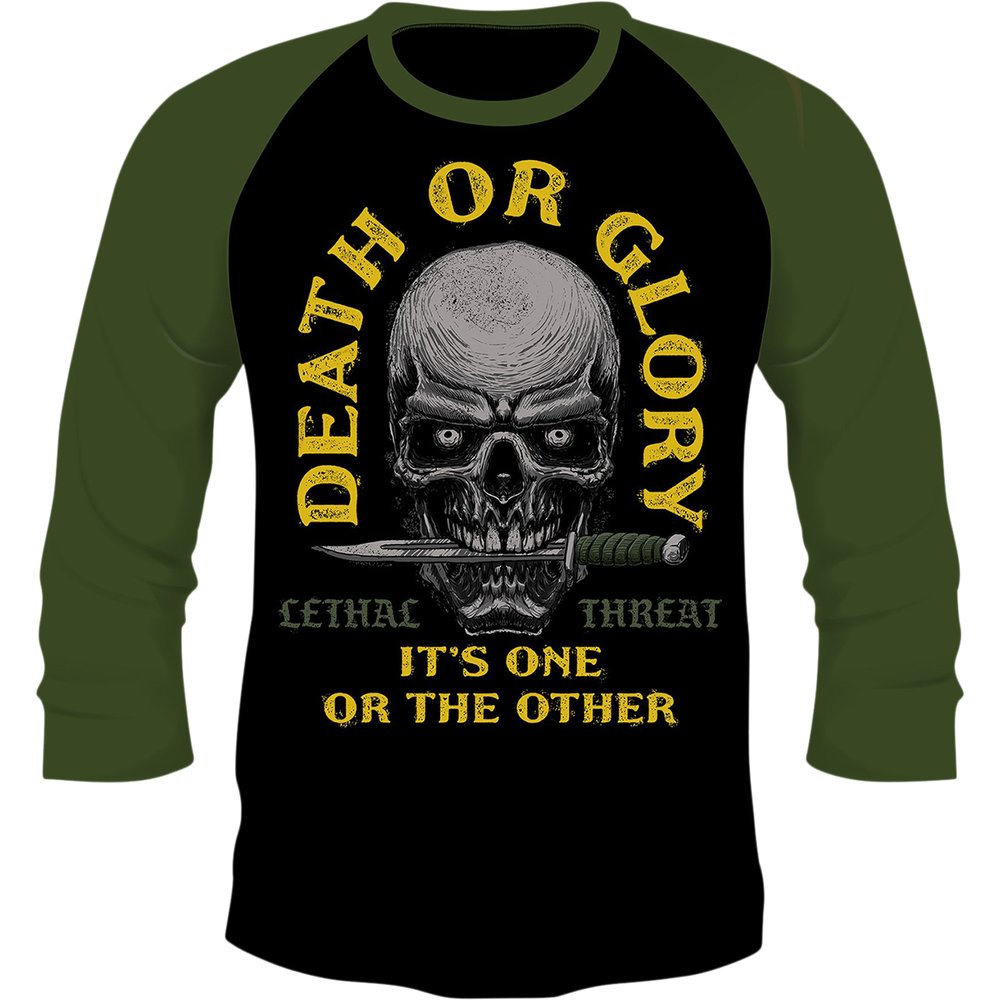 LETHAL THREAT Death or Glory 3/4 Sleeve T-Shirt - Black/Olive - 3XL LT20900XXXL