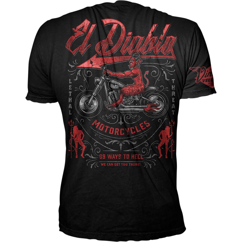LETHAL THREAT Vintage Velocity El Diablo T-Shirt - Black - Large VV40171L
