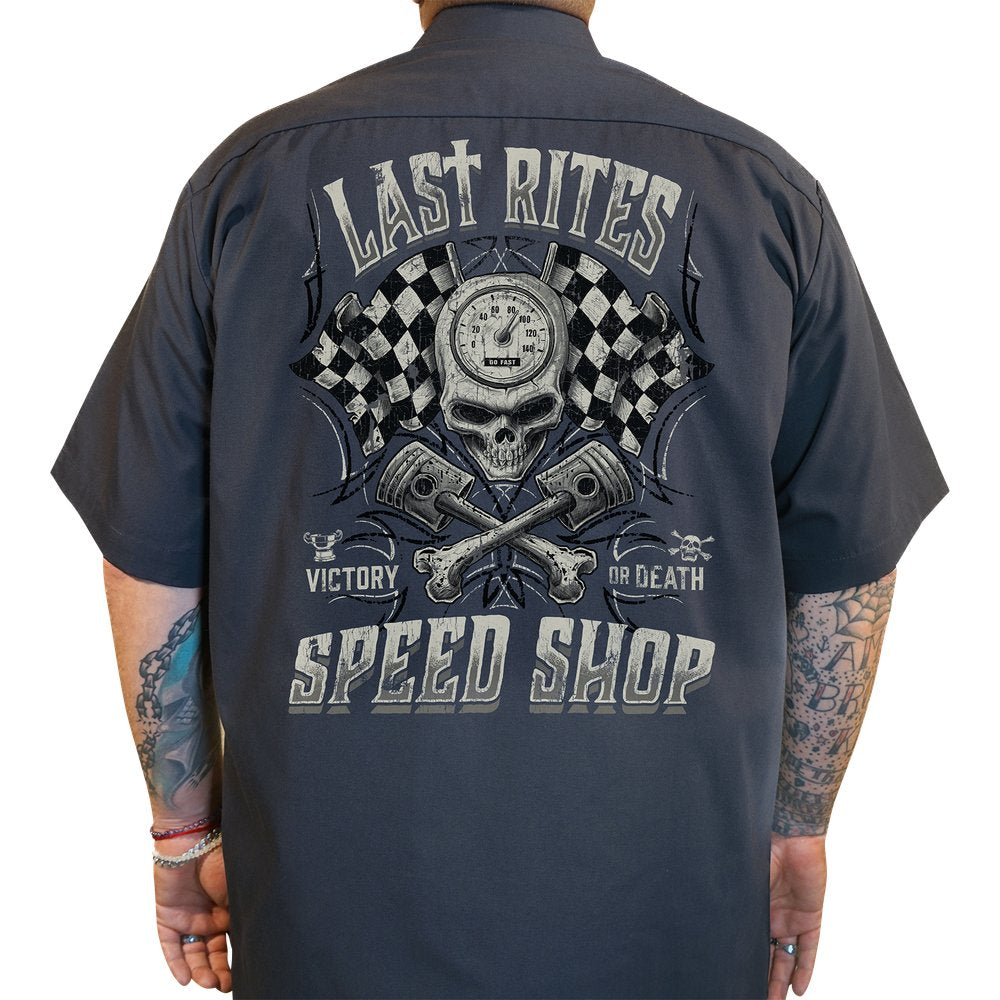 LETHAL THREAT Last Rites Shop Shirt - Gray - XL DG60181XL