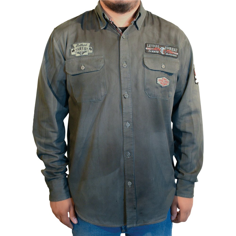 LETHAL THREAT Kustom Kulture Flying Eyeball Long-Sleeve Shirt - Gray - 3XL MG60133XXXL