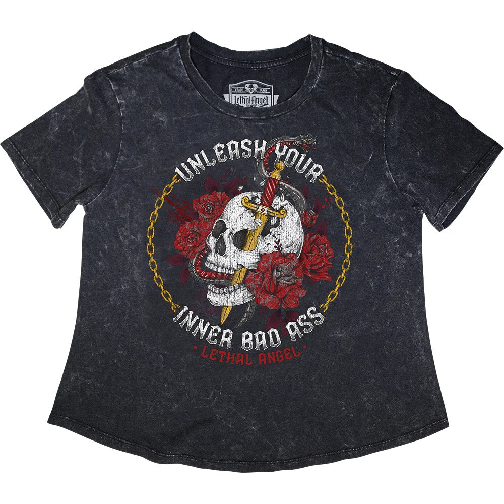 LETHAL THREAT Women's Unleashed Skull T-Shirt - Gray - Medium LA70208M
