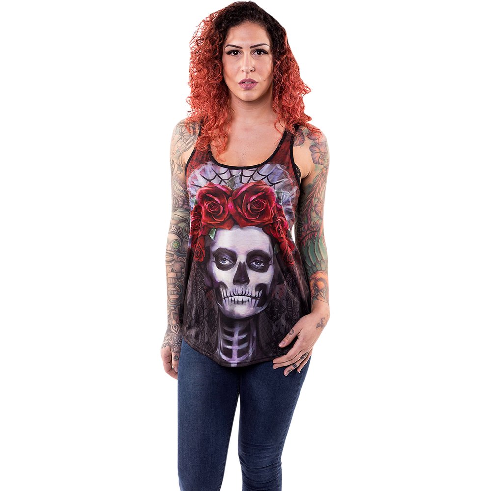 LETHAL THREAT Women's Dark Widow Razor Back Tank Top - Black - Large LA20508L