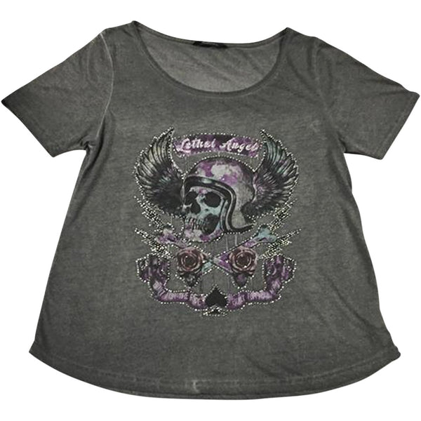 LETHAL THREAT Women's Sinwheels T-Shirt - Gray - Large LA20613L