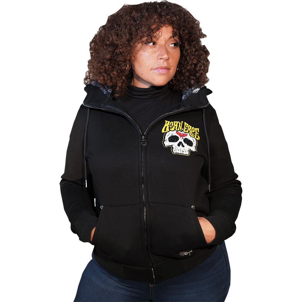 LETHAL THREAT Women's Born Free Zip Up Hoodie - Black - Large HD84072L