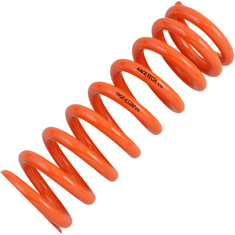 Race Tech Progressively Wound Shock Spring - Orange - P25 - Spring Rate 493 lb/in SRSP 6326P25