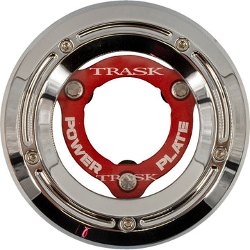 TRASK Derby Cover with Power Plate - Chrome/Red - Kit - '18-'25 Softail TM-0052-CH-RD