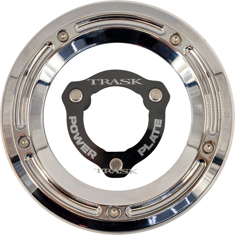TRASK Derby Cover with Power Plate - Chrome/Black - Kit - '17-'25 Harley-Davidson TM-0051-CH-BK