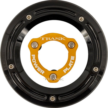 TRASK Derby Cover with Power Plate - Black/Gold - Kit - '17-'25 Harley-Davidson TM-0051-BK-GD