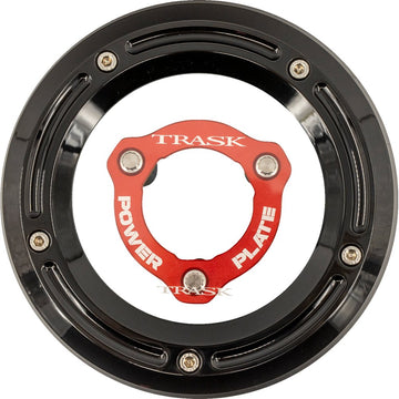 TRASK Derby Cover with Power Plate - Black/Red - Kit - '17-'25 Harley-Davidson TM-0051-BK-RD