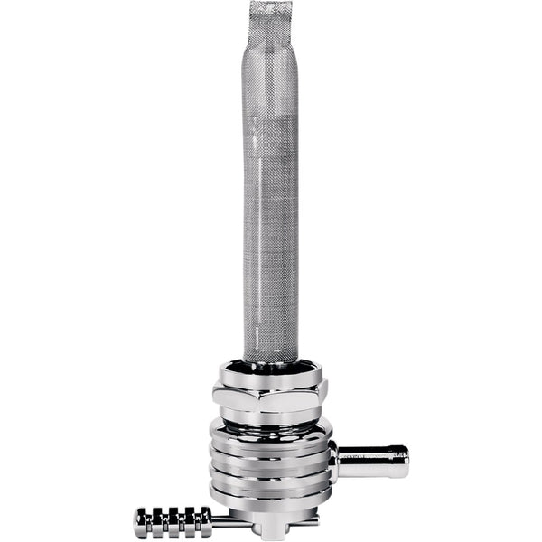 PINGEL Round Fuel Valve - Finned Chrome - 22 mm 6311-CRF