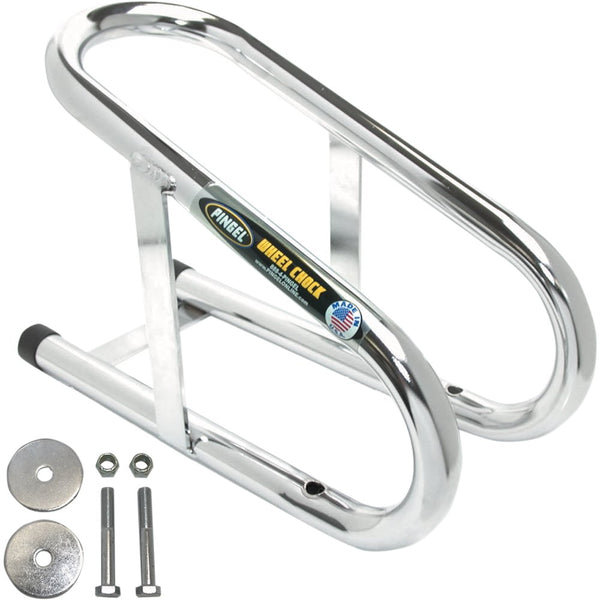 PINGEL Wheel Chock - Permanent - Chrome - 3-1/2