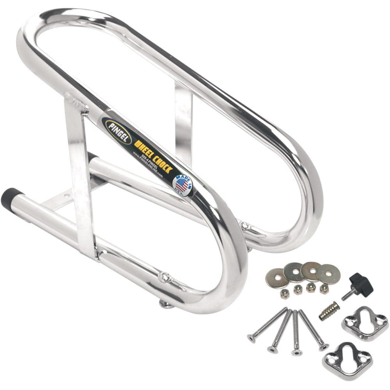 PINGEL Wheel Chock - Removable - Chrome - 3-1/2" WC350