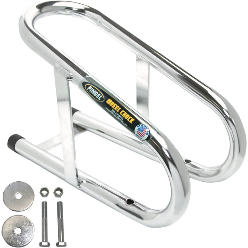 PINGEL Wheel Chock - Permanent - Chrome - 3-1/2" WC-35H