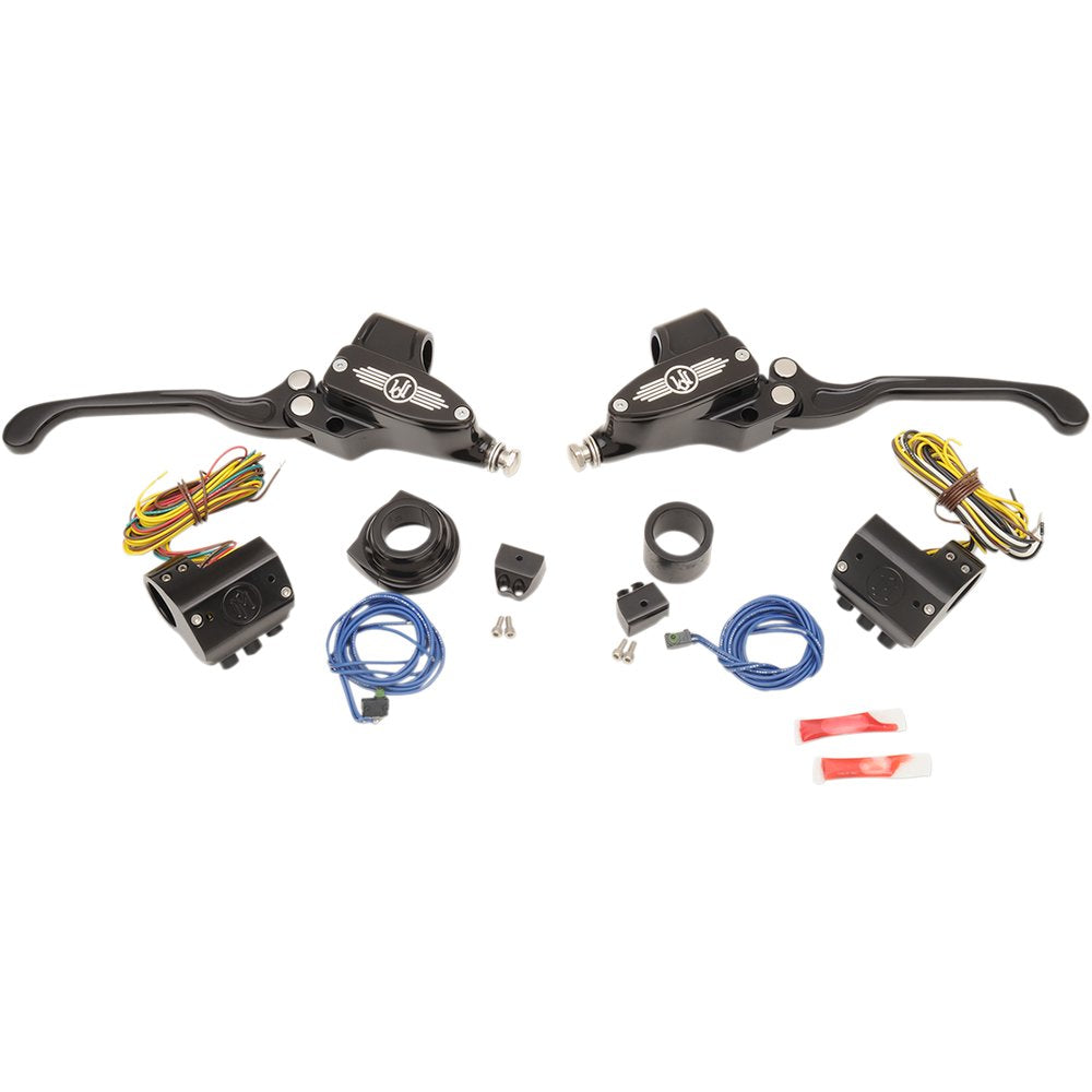 PERFORMANCE MACHINE (PM) Handlebar Control Kit - Hydraulic - 9/16" Master Cylinder - Black 0062-4020-BM