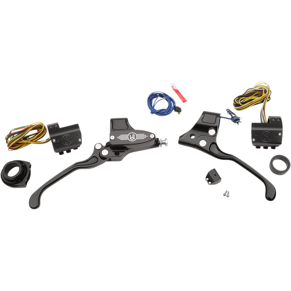 PERFORMANCE MACHINE (PM) Handlebar Control Kit - Cable - 9/16" Master Cylinder - Black 0062-4019-BM