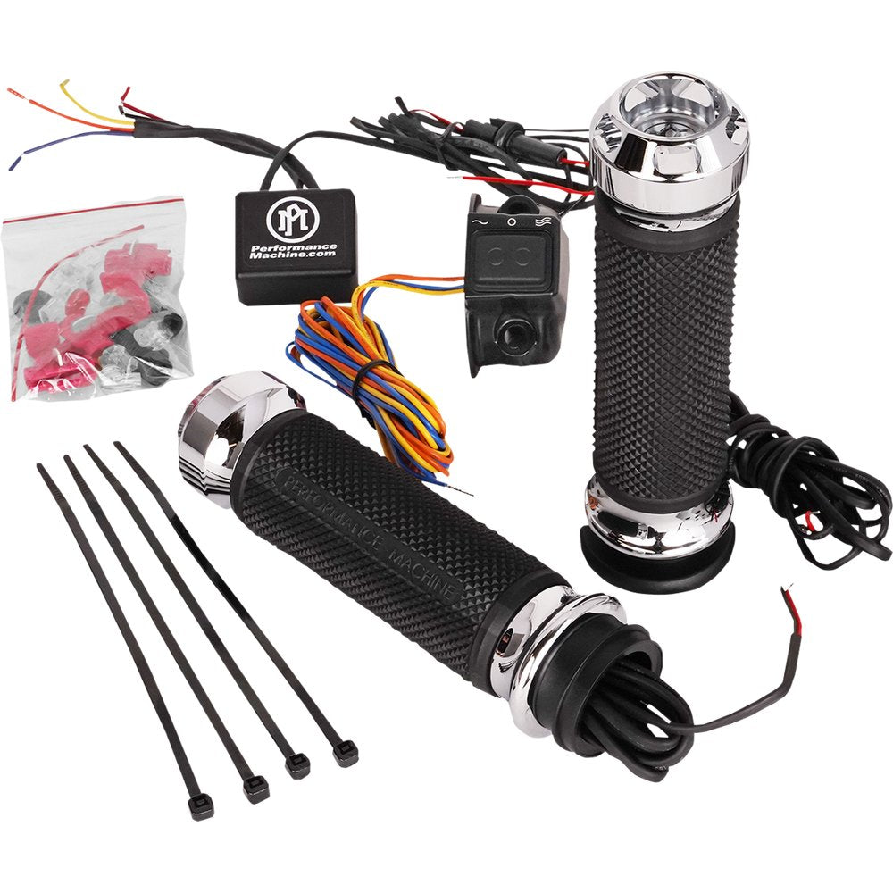 PERFORMANCE MACHINE (PM) Apex Heated Grips - TBW - Chrome 0063-2093-CH