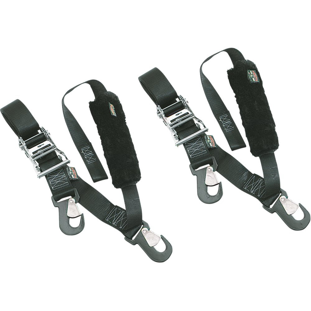 POWERTYE MFG. Big Daddy Tie-Downs - 2" - 2 Snap-hook Ends - Sewn-in Soft-Tye - Black 32582-S