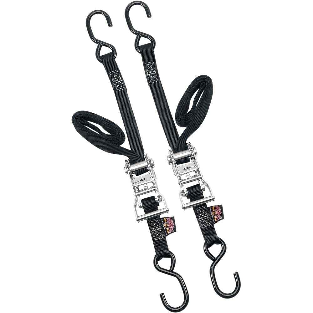 POWERTYE MFG. Ratchet Tie-Downs - 1" x 6' - Black 32272