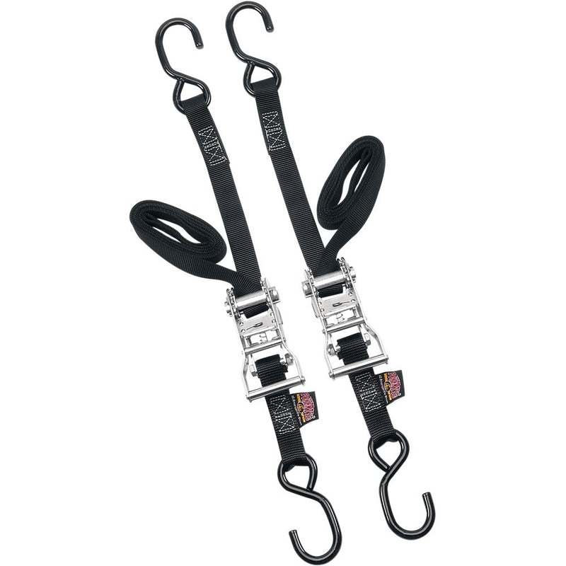 POWERTYE MFG. Ratchet Tie-Downs - 1" x 6' - Black 32272