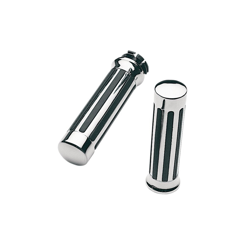 PRO-ONE PERF.MFG. Custom Chrome Rail Style Rubber Grips - Ribs - Honda - Chrome 870210